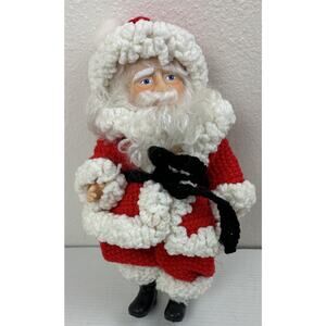Santa Claus Vintage Crochet Doll Kit Rubber Face, Boots Christmas 15” No Glasses